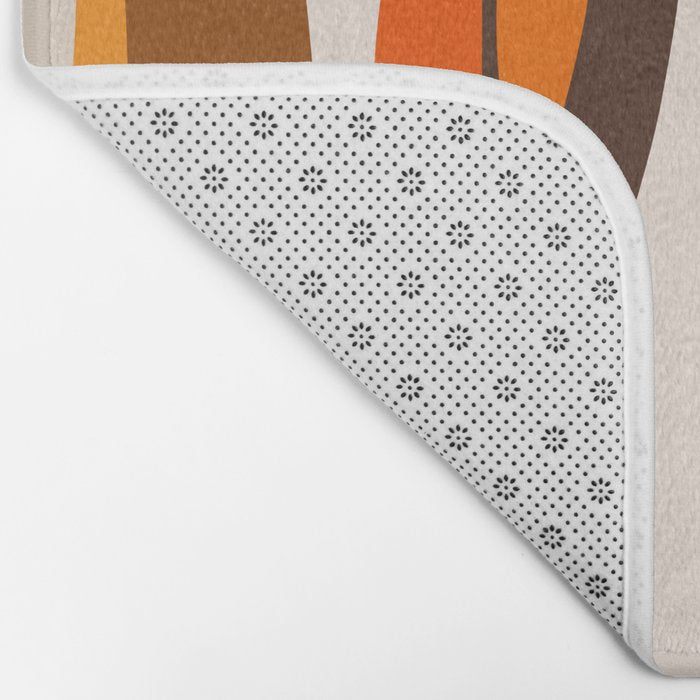 Wild Stripes Abstract Pattern in 70s Brown and Orange Bath Mat Gallery Image 2
