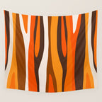 Wild Stripes Abstract Pattern in 70s Brown and Orange Wall Tapestry Gallery Image 4