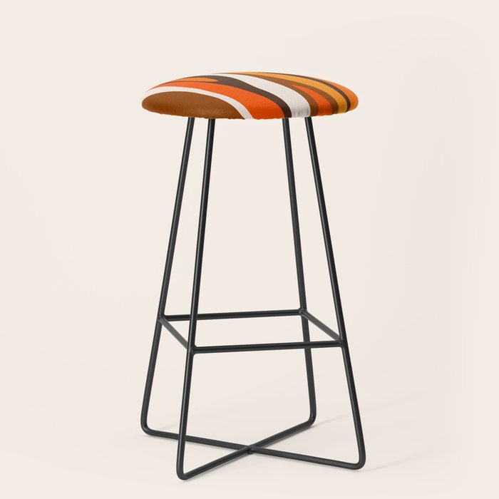 Wild Stripes Abstract Pattern in 70s Brown and Orange Stool Gallery Image 1