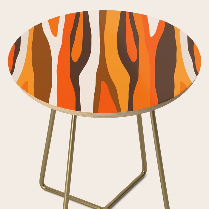 Wild Stripes Abstract Pattern in 70s Brown and Orange Side Table Gallery Image 2