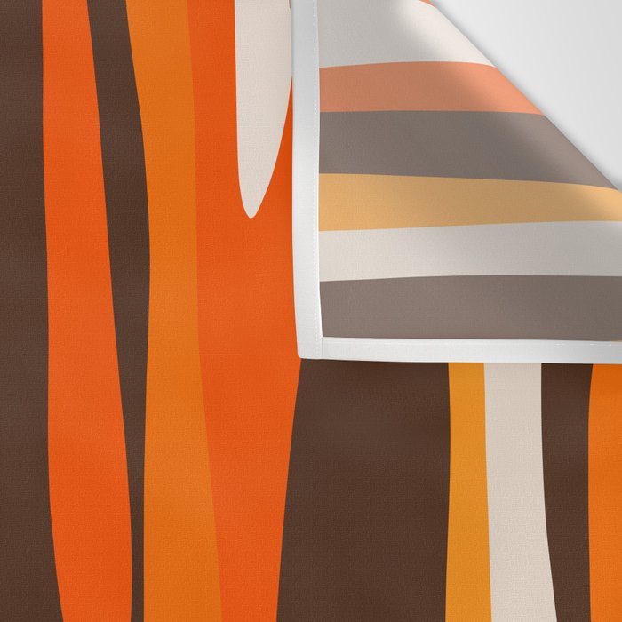 Wild Stripes Abstract Pattern in 70s Brown and Orange Wall Tapestry Gallery Image 3