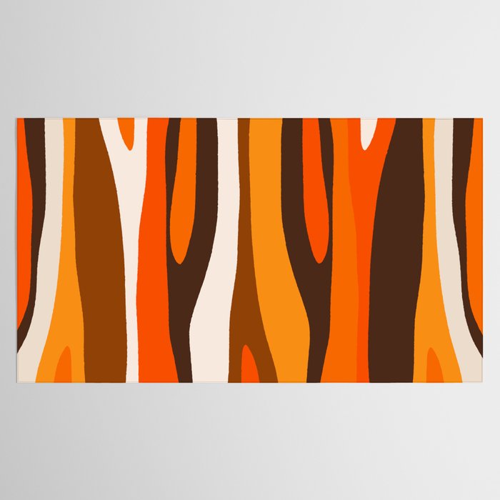 Wild Stripes Abstract Pattern in 70s Brown and Orange Tablecloth Gallery Image 2