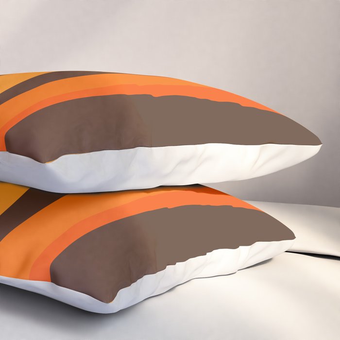 Wild Stripes Abstract Pattern in 70s Brown and Orange Pillow Sham Gallery Image 3