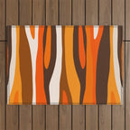Wild Stripes Abstract Pattern in 70s Brown and Orange Outdoor Rug Gallery Image 1