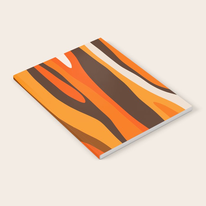 Wild Stripes Abstract Pattern in 70s Brown and Orange Notebook Gallery Image 2