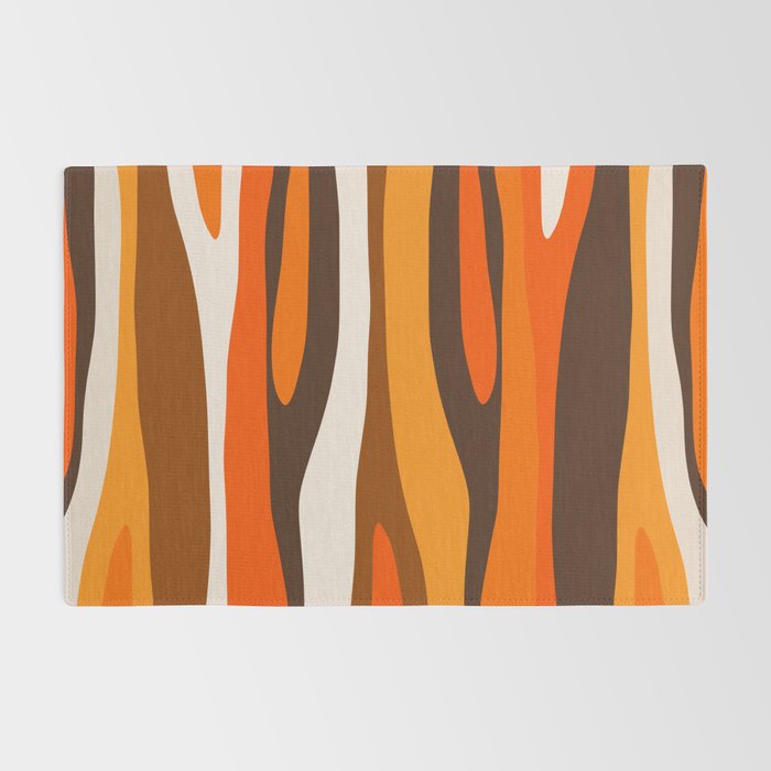 Wild Stripes Abstract Pattern in 70s Brown and Orange Rug Gallery Image 2