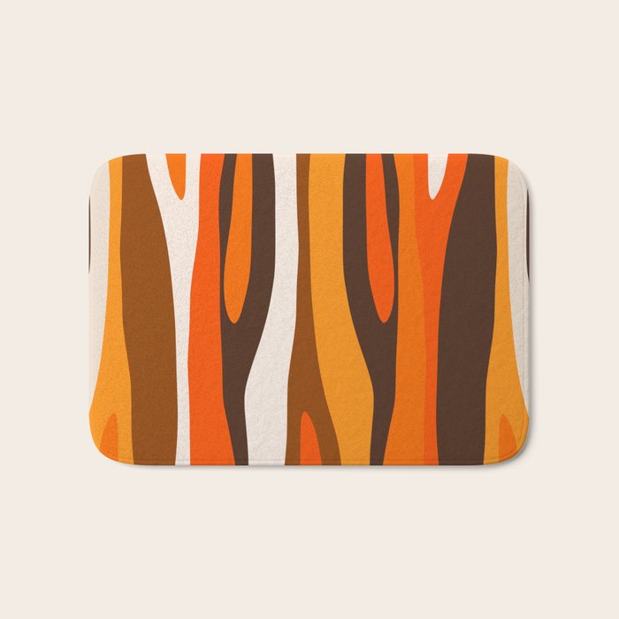 Wild Stripes Abstract Pattern in 70s Brown and Orange Bath Mat Gallery Image 1