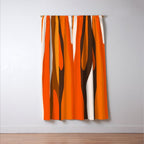 Wild Stripes Abstract Pattern in 70s Brown and Orange Window Curtain Gallery Image 3