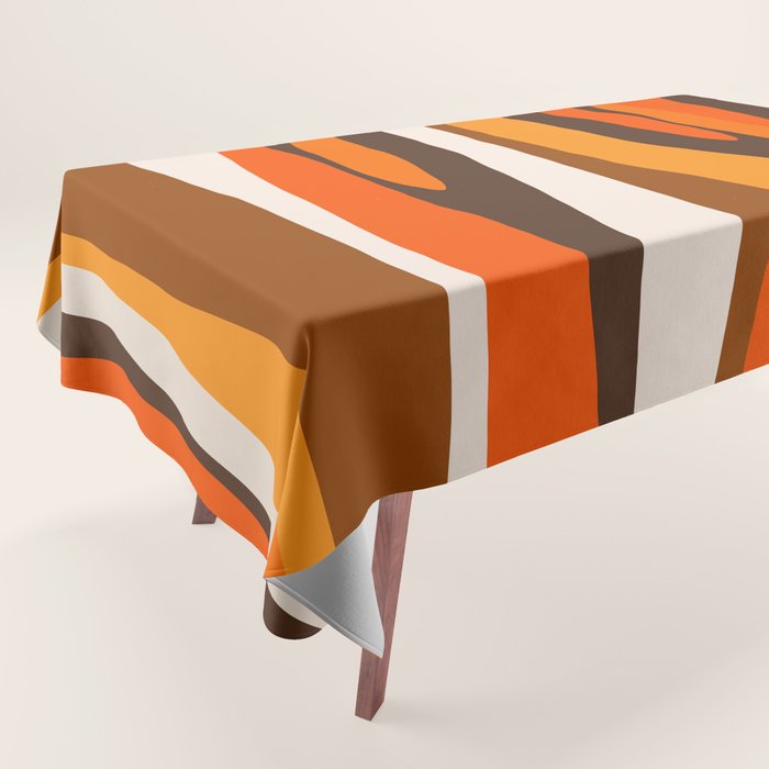 Wild Stripes Abstract Pattern in 70s Brown and Orange Tablecloth Gallery Image 1