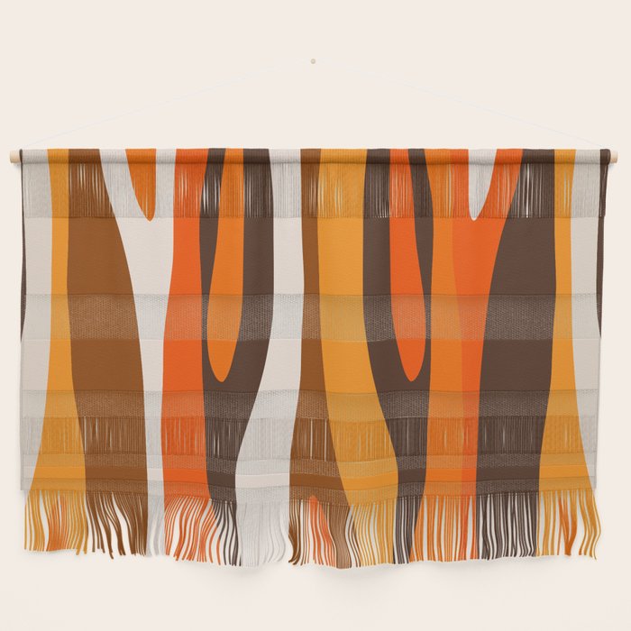 Wild Stripes Abstract Pattern in 70s Brown and Orange Wall Hanging Gallery Image 1