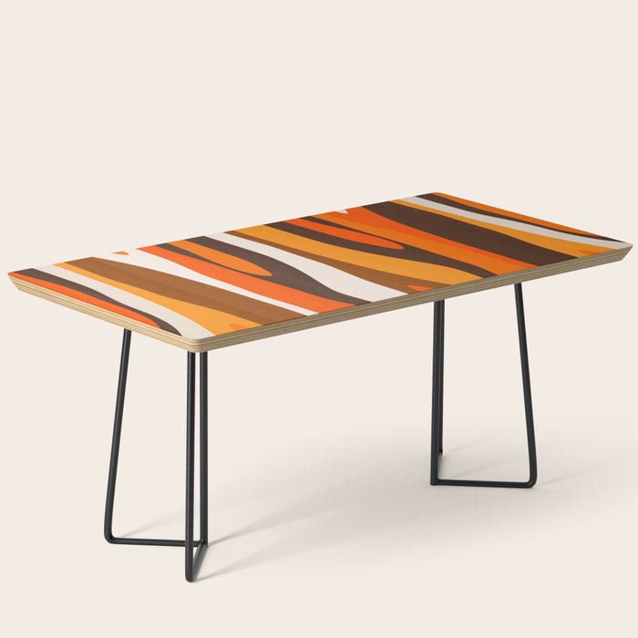 Wild Stripes Abstract Pattern in 70s Brown and Orange Coffee Table Gallery Image 1