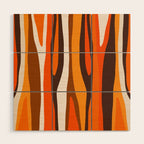 Wild Stripes Abstract Pattern in 70s Brown and Orange Wood Wall Art Gallery Image 1