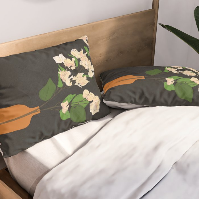 Branches Blooming Black Pillow Sham Gallery Image 2