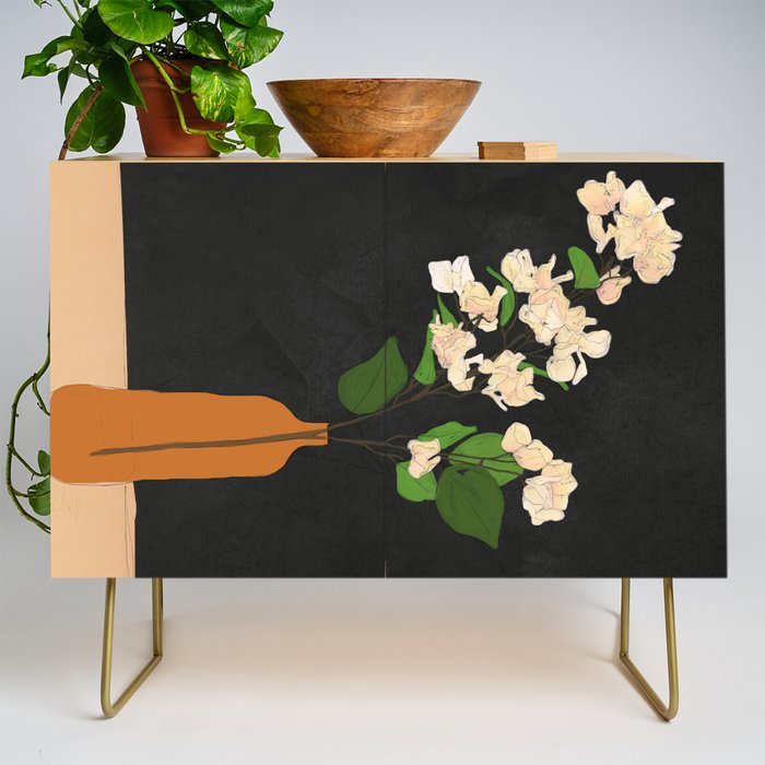 Branches Blooming Black Credenza Gallery Image 1