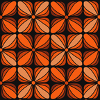 Retro 70s square mod flowers orange brown Coffee Mug Gallery Image 2