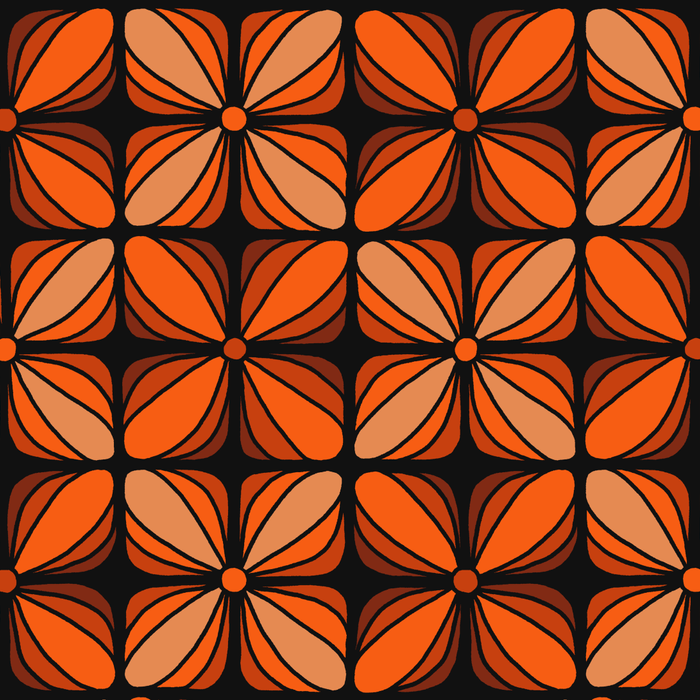 Retro 70s square mod flowers orange brown Coffee Mug Gallery Image 2
