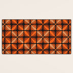 Retro 70s square mod flowers orange brown Desk Mat Gallery Image 3