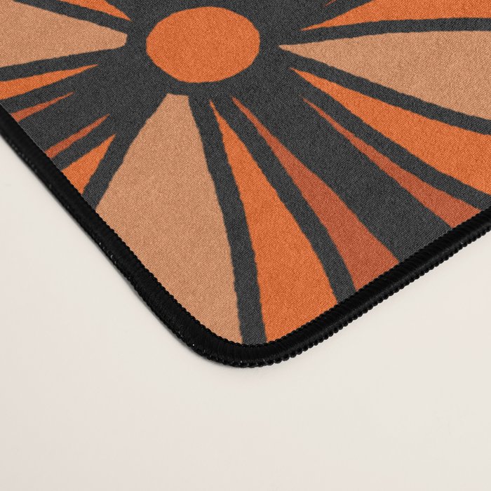 Retro 70s square mod flowers orange brown Desk Mat Gallery Image 4