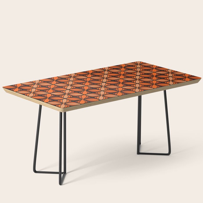 Retro 70s square mod flowers orange brown Coffee Table Gallery Image 1