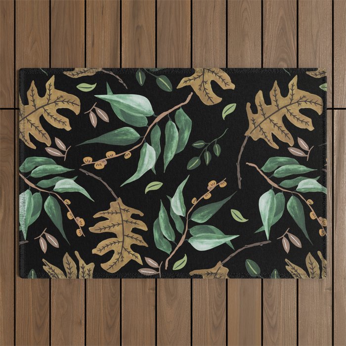 Fall of fall leaves dark Outdoor Rug Gallery Image 1