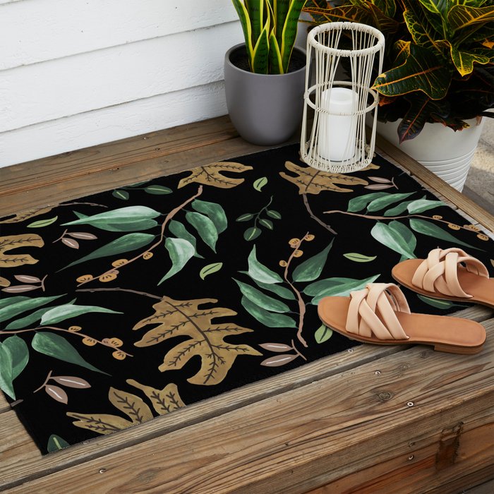 Fall of fall leaves dark Outdoor Rug Gallery Image 2