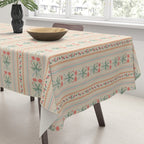 Vintage rose flower bouquet stripe art pattern Tablecloth Gallery Image 3