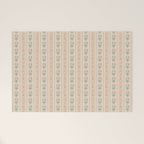 Vintage rose flower bouquet stripe art pattern Welcome Mat Gallery Image 1