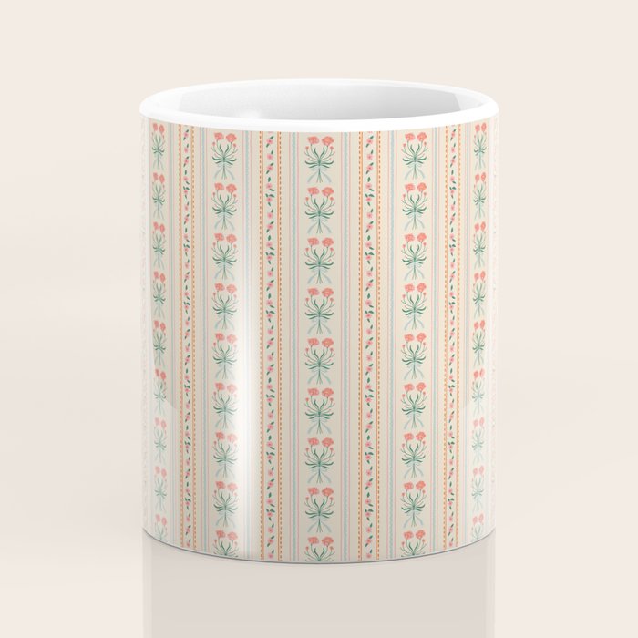 Vintage rose flower bouquet stripe art pattern Coffee Mug Gallery Image 4