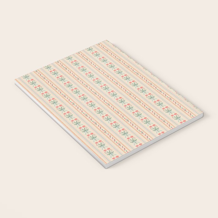 Vintage rose flower bouquet stripe art pattern Notebook Gallery Image 3