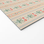 Vintage rose flower bouquet stripe art pattern Welcome Mat Gallery Image 2