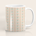 Vintage rose flower bouquet stripe art pattern Coffee Mug Gallery Image 1