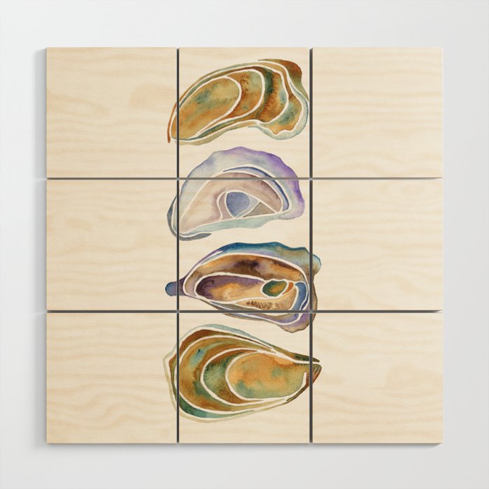 Watercolor Oysters Wood Wall Art Gallery Image 1