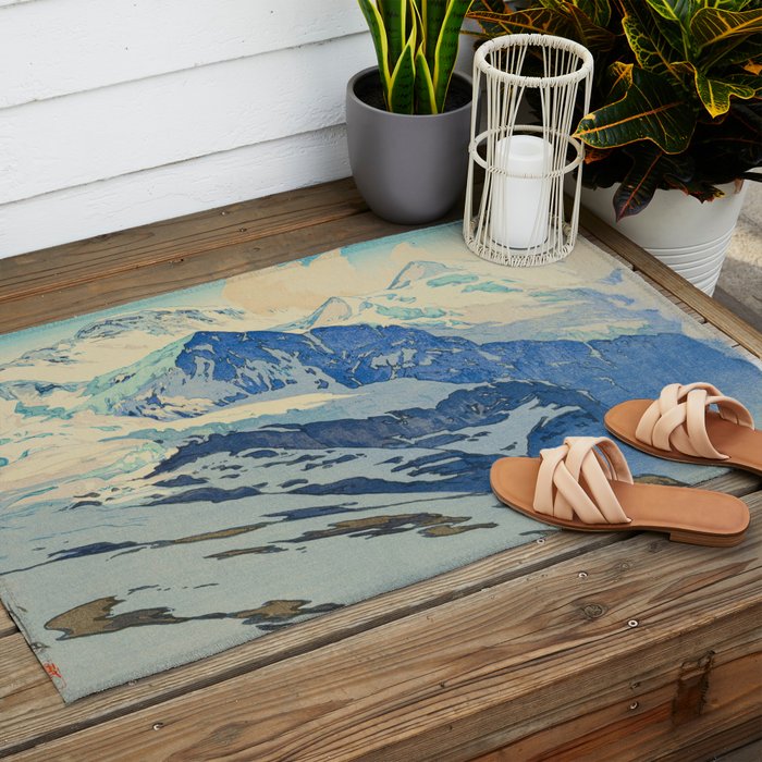 The Jungfrau Vintage Beautiful Japanese Woodblock Print Hiroshi Yoshida Outdoor Rug Gallery Image 2