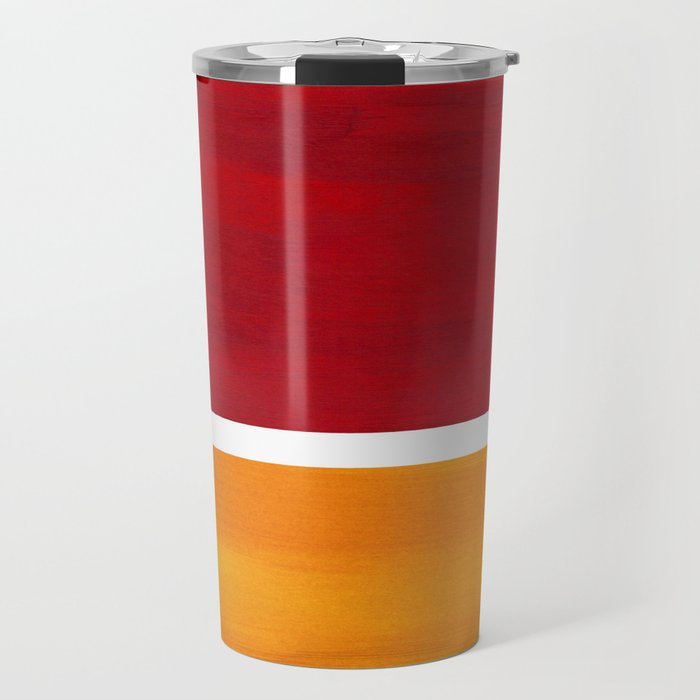 Burnt Red Yellow Ochre Mid Century Modern Abstract Minimalist Rothko Color Field Squares Travel Mug Gallery Image 1