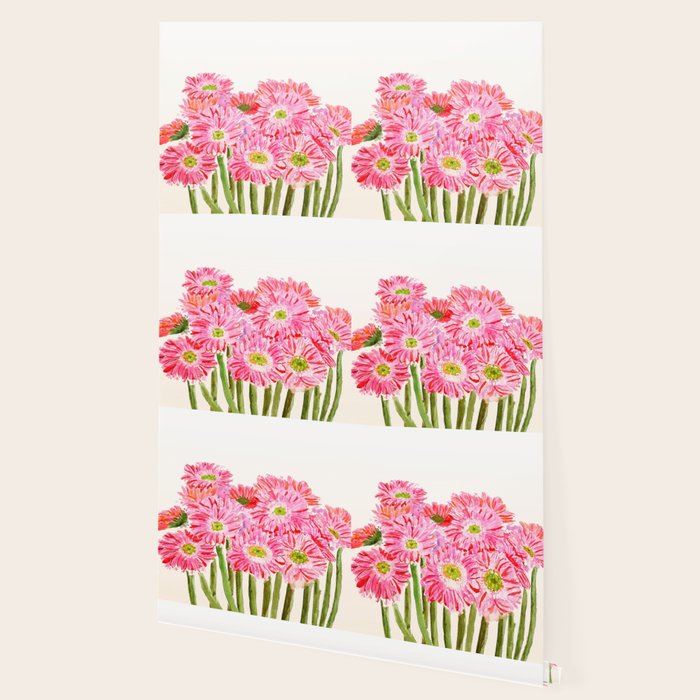 Pink Gerbera Daisy watercolor Wallpaper Gallery Image 2