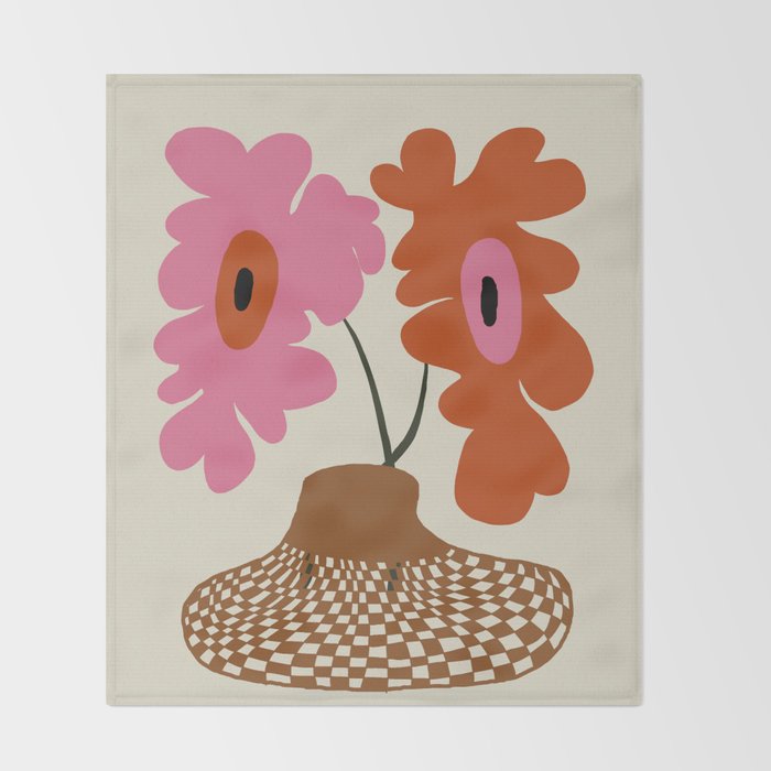 Happy flower pot  Throw Blanket Gallery Image 2