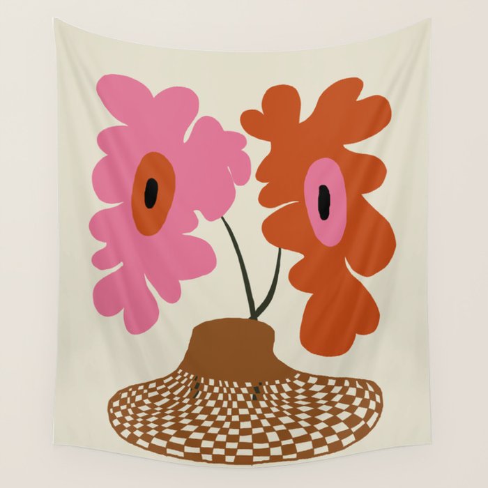 Happy flower pot  Wall Tapestry Gallery Image 4