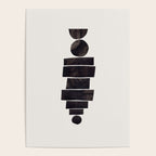 Black & White Minimalist Mid Century Paper collage Funky Black Ink Tribal Geometric by Ejaaz Haniff Poster Gallery Image 4