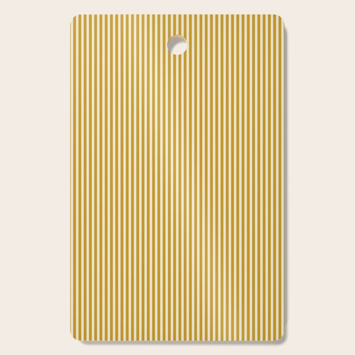 Fine Stripes Narrow Vertical Stripe Pattern in Ochre Mustard Cream Cutting Board Gallery Image 1