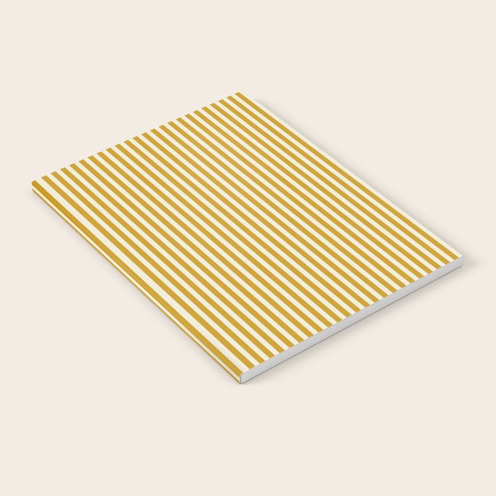 Fine Stripes Narrow Vertical Stripe Pattern in Ochre Mustard Cream Notebook Gallery Image 2