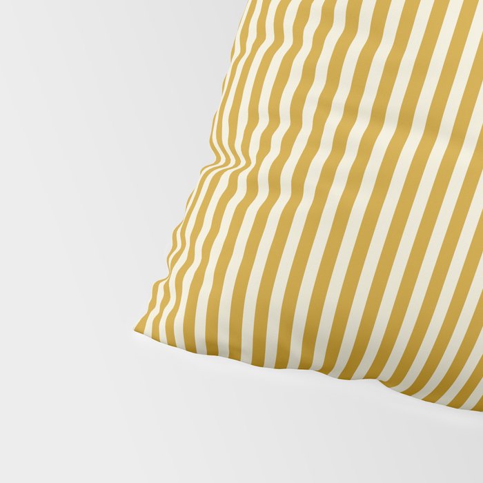 Fine Stripes Narrow Vertical Stripe Pattern in Ochre Mustard Cream Pillow Sham Gallery Image 4