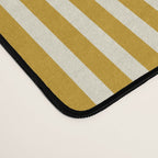 Fine Stripes Narrow Vertical Stripe Pattern in Ochre Mustard Cream Desk Mat Gallery Image 4