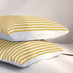 Fine Stripes Narrow Vertical Stripe Pattern in Ochre Mustard Cream Pillow Sham Gallery Image 3
