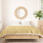 Fine Stripes Narrow Vertical Stripe Pattern in Ochre Mustard Cream Duvet Cover Gallery Image 3