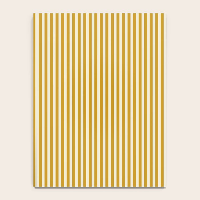 Fine Stripes Narrow Vertical Stripe Pattern in Ochre Mustard Cream Notebook Gallery Image 4