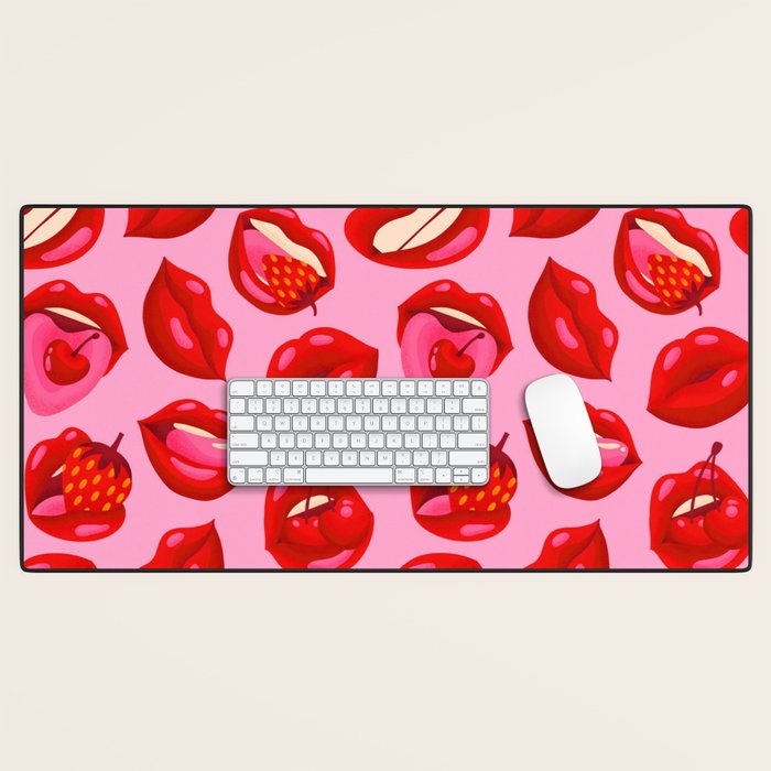 Fruity & Flirty Pattern on Light Pink Desk Mat Gallery Image 1