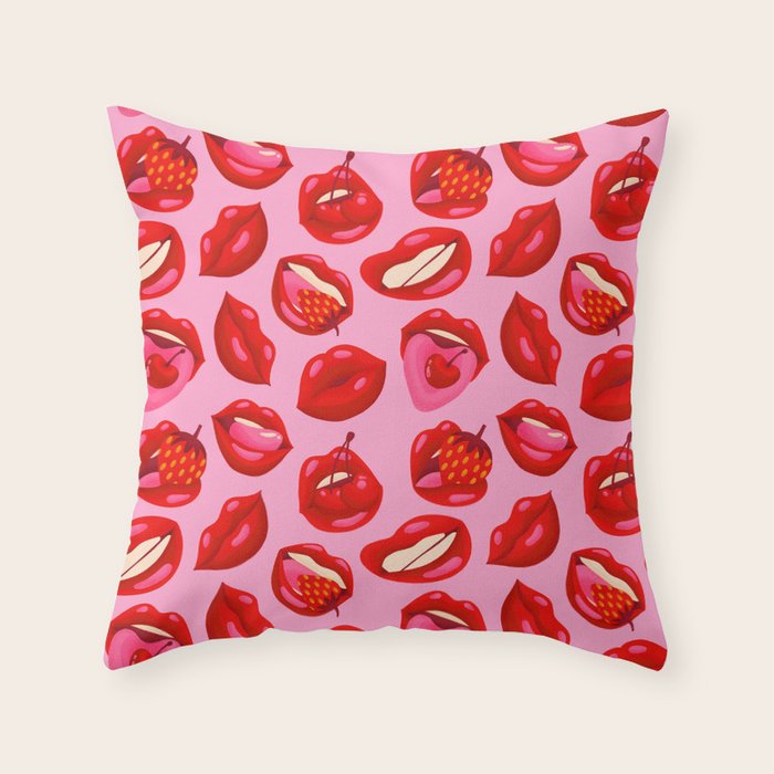 Fruity & Flirty Pattern on Light Pink Throw Pillow Gallery Image 6
