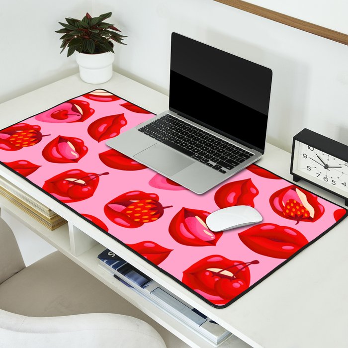 Fruity & Flirty Pattern on Light Pink Desk Mat Gallery Image 2
