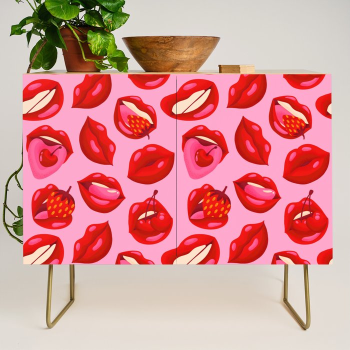 Fruity & Flirty Pattern on Light Pink Credenza Gallery Image 1