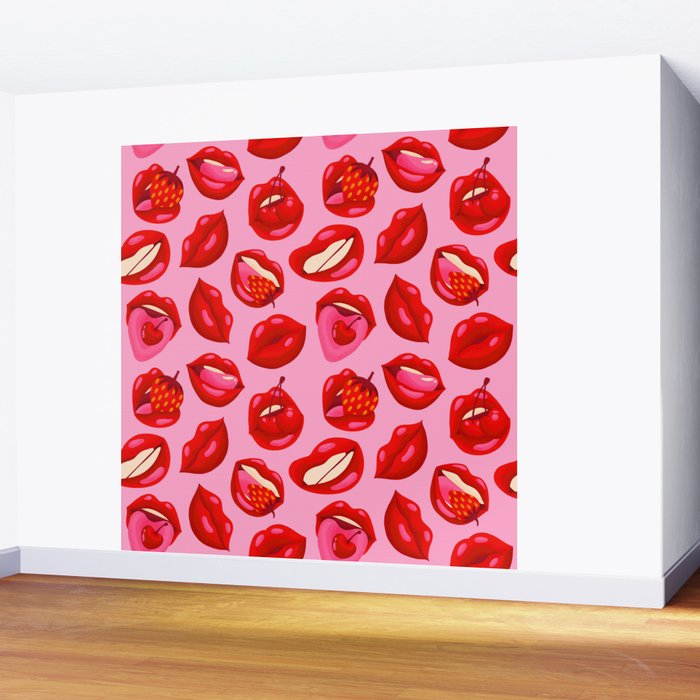Fruity & Flirty Pattern on Light Pink Wall Mural Gallery Image 2